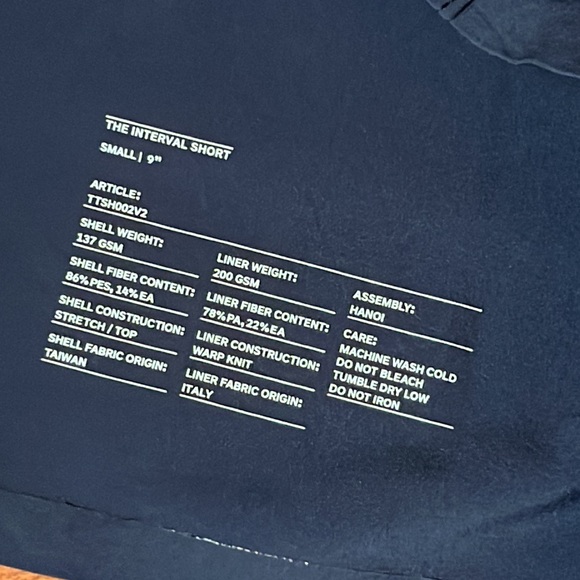 NWOT Ten Thousand Navy Interval Short (Liner)  9" Size Small & Large - Picture 5 of 6